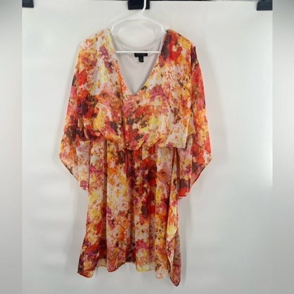 Thalia Sodi floral dress size L kaftan orange